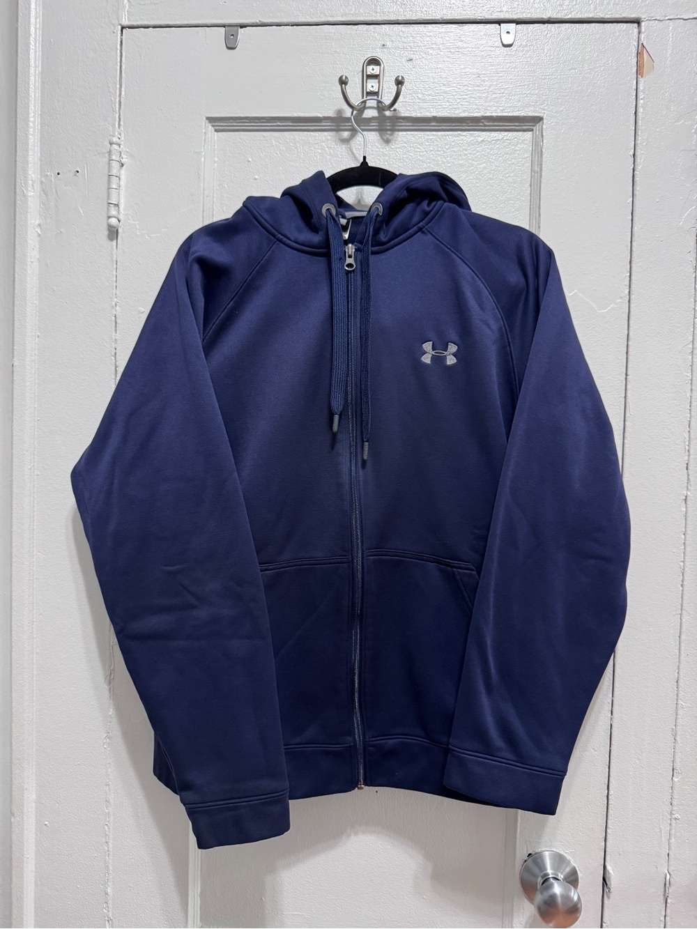 Under Armour Navy Blue Full-Zip Hoodie with Drawstrings